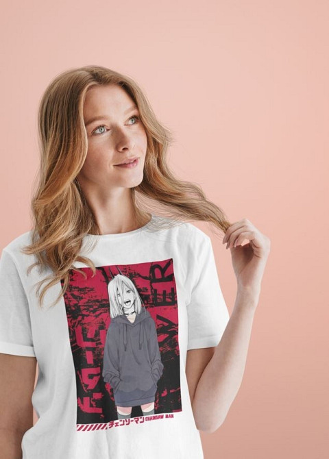 Футболка для хлопчика з аніме принтом Повер Кхаінс Вбр Ав оверсайз (зріст від 165 до 180) Чорний AnimeJ0823m Дніпро - фото 3