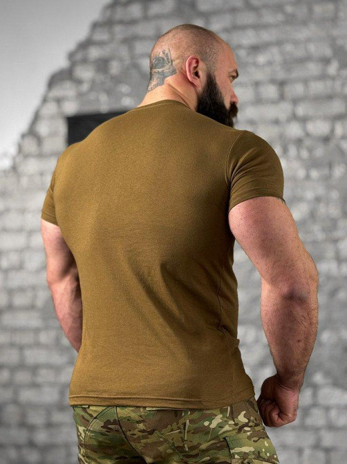 Тактическая ХЛОПКОВАЯ футболка NECRONIMICON stone кайот  НП5239 Одесса - изображение 3