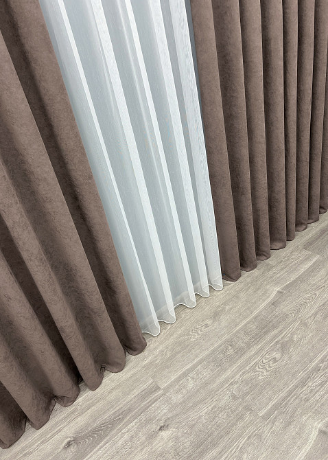 Шторна тканина мікровелюр Petek YL колір кавовий 2015ш Київ - фото 5