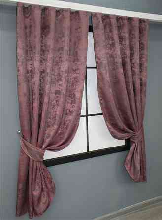 Комплект коротких штор VR-Textil Жаккард Sultan YL № 1209ш Малиново-серый 130х170 см 2 шт (35-0088) Киев