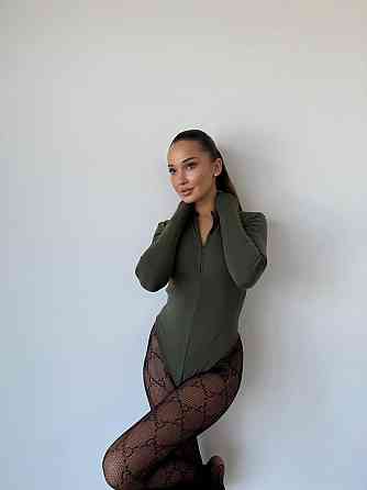 Женский теплый базовый боди на молнии джерси на флисе Хаки, 42/44 Одесса