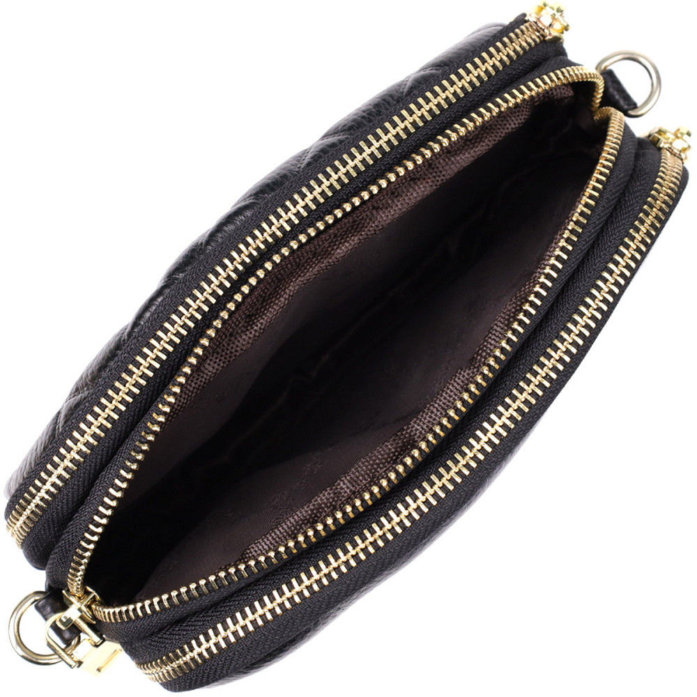 Сумка из натуральной кожи с тремя отделениями для женщин Vintage 22890 Черный Киев - изображение 7