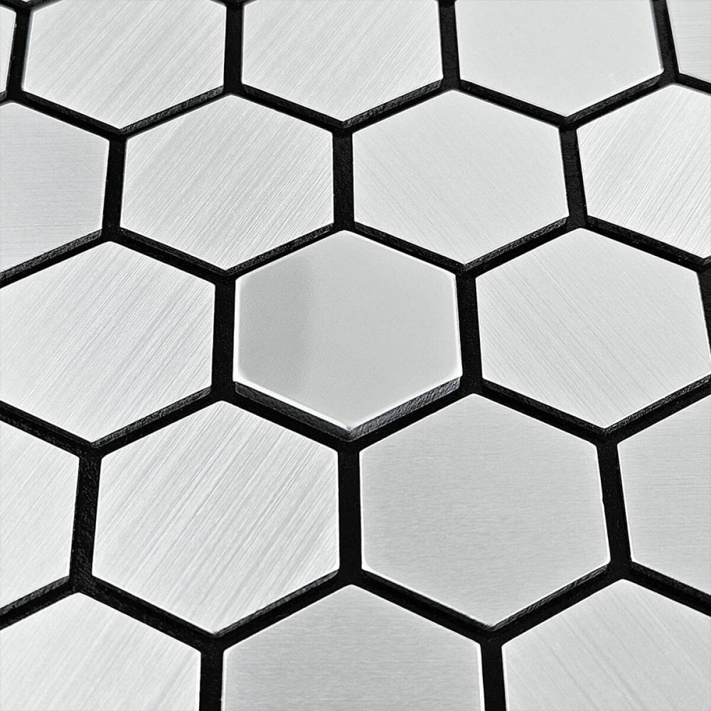 Самоклеющаяся алюминиевая плитка 300х300х3мм Серебряная мозаика з зеркальными вставками SW-00001928 Днепр - изображение 5