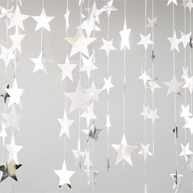 Гірлянда з зірочками на нитці 4 м на 7 см сріблястий Київ - фото 4
