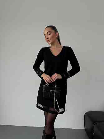 Женское стильное праздничное платье со вставками из сетки свободного фасона креп дайвинг + сетка Одесса