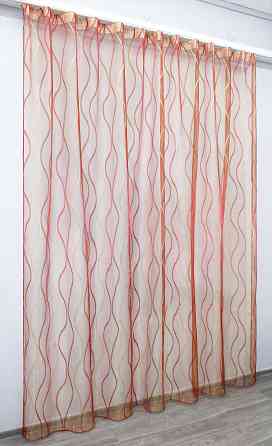 Тюль органза з нейлоновою вишивкою колір бордовий з золотистим 1351т Київ