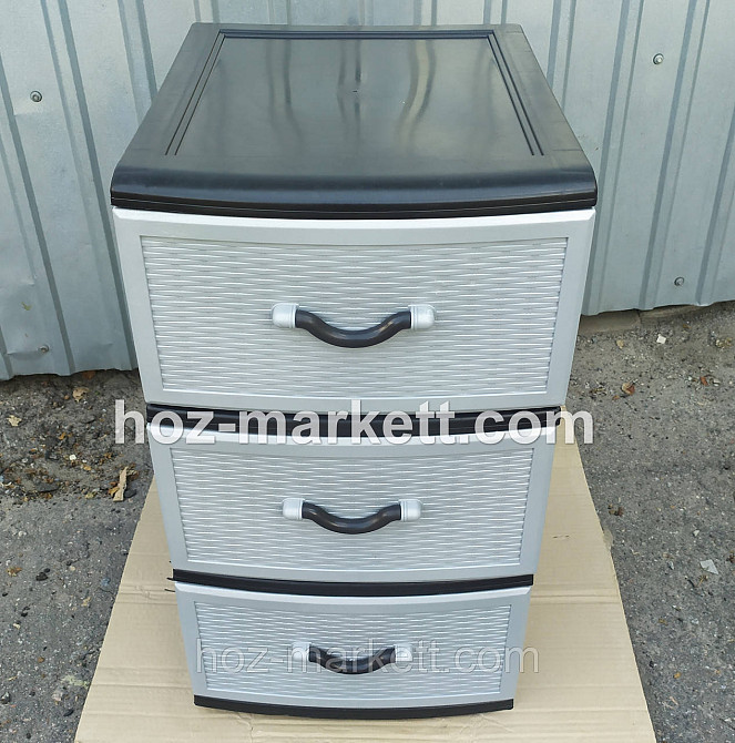 Комод пластиковый Стиль серый на 3 ящика производство Украина Харьков - изображение 5