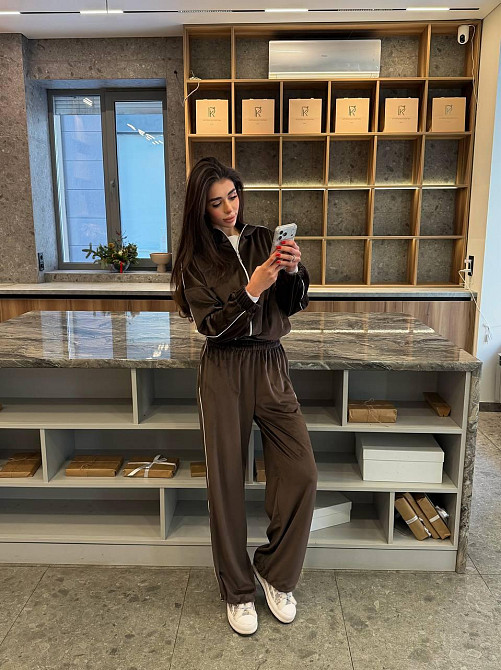Женский велюровый костюм двойка кофта и штаны Шоколад, 48/52 Одесса - изображение 5