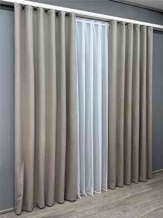 Комплект готовых штор VR-Textil Лен блэкаут № 1798ш Серый 100х270 см 2 шт (31-838) Киев