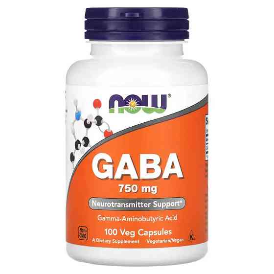 ГАМК – гамма-аміномасляна кислота NOW GABA 750 mg 100 Veg Capsules Луцьк