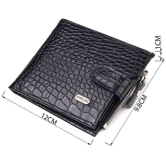 Чоловічий гаманець горизонтальний з натуральної фактурної шкіри CANPELLINI 21504 Чорний Київ