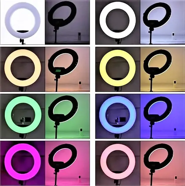 Кольцевая LED лампа RGB MJ38 38см 220V 1 крепл.тел USB + пульт Коломия - фото 3