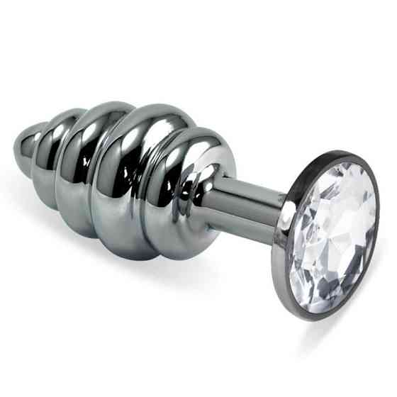 Анальна пробка - Heavy Metal Anal Plug Silver Rosebud Spiral Clear Sex Aura Київ