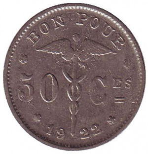 50 сантимов. 1922 год, Бельгия. (Belgique) Полтава - изображение 1