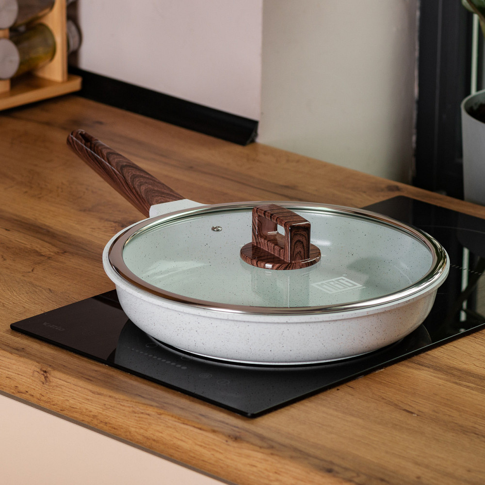 Керамічна сковорода 2,7 л Ø 28 см біла Київ - фото 5