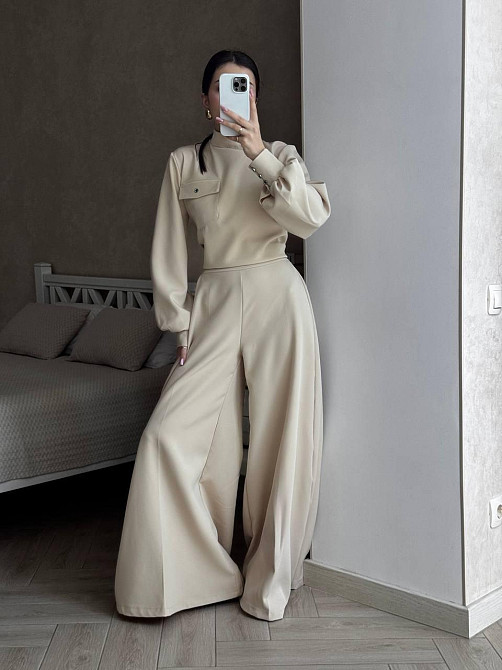 Жіночий базовий костюм-двійка: кофта та штани з костюма Беж, 42/44 Одеса - фото 1