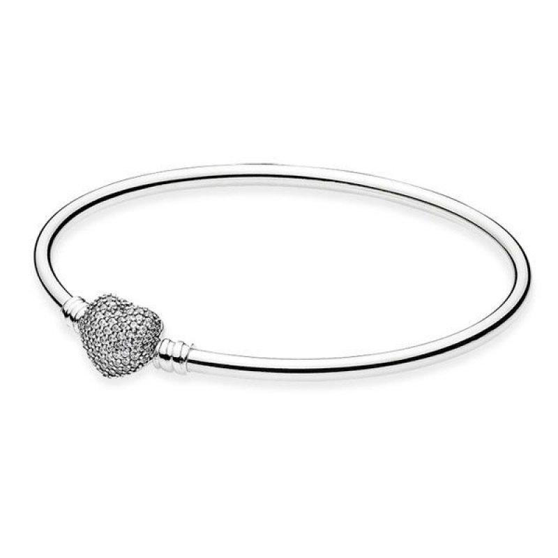 Срібний браслет для намистин Пандора -бангл серце Pave  590722CZ MasterSem Київ - фото 2