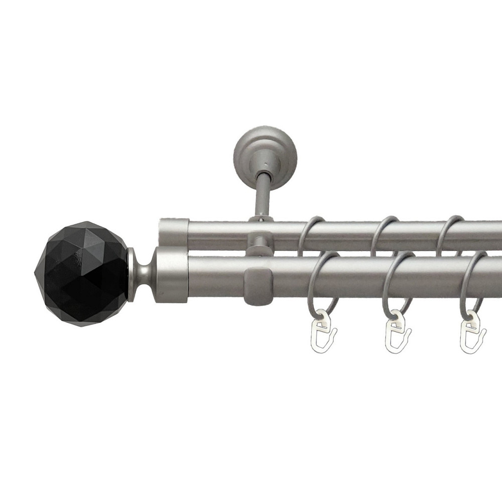 Карниз Orvit Люміера Неро металевий дворядний відкритий гладка труба кільце металеве Сатин 25\19 мм 300 см Львов - изображение 1