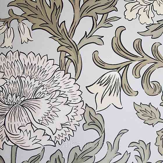 Обои флизелиновые эко Rasch Salisbury 0.53х10 цветы крупные белые желтые розовые на светло сером Киев