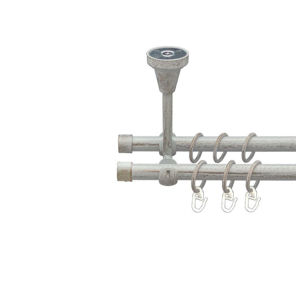 Карниз Orvit Заглушка металевий дворядний відкритий до стелі гладка труба кільце металеве Біле Золото 16\16 мм 240 см Львів - фото 1