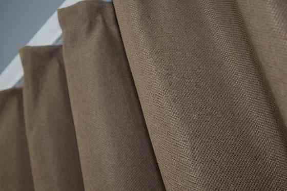 Комплект коротких штор VR-Textil Лен-блэкаут Лен Мешковина № 825ш Темный беж 130х170см 2 шт (35-0099) Киев
