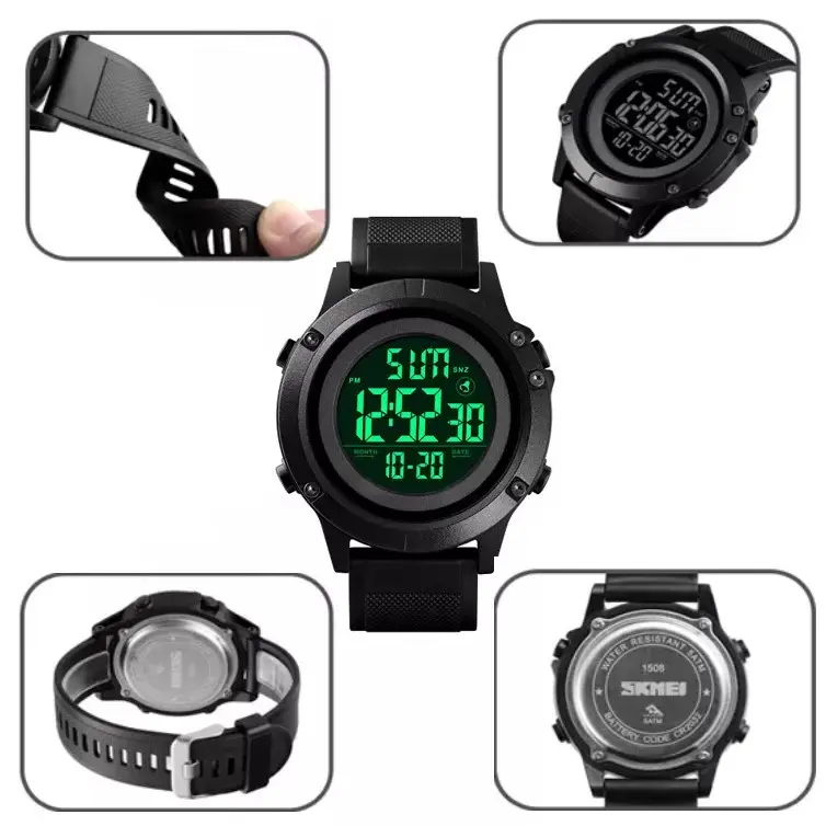 Мужские спортивные часы Skmei 1508 (Черные с черным) Винница - изображение 6