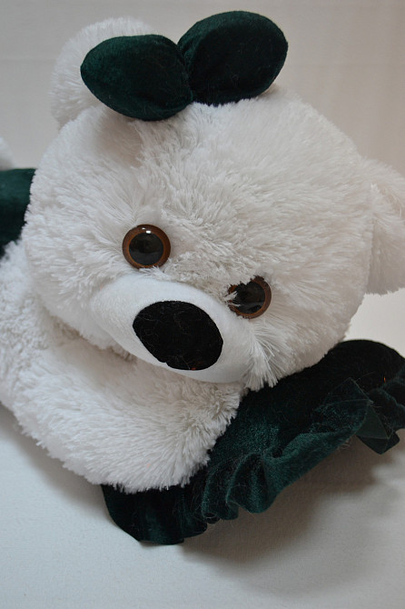 Алина Плюшевая мишка Малышка 45 см белый с изумрудным Киев - изображение 2