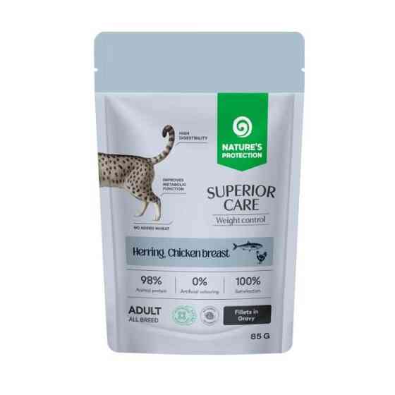 Nature's Protection Superior Care Weight Control Grain Free Adult Cats with Herring and Chicken Breast Вологий корм для котів для контролю ваги з Киев