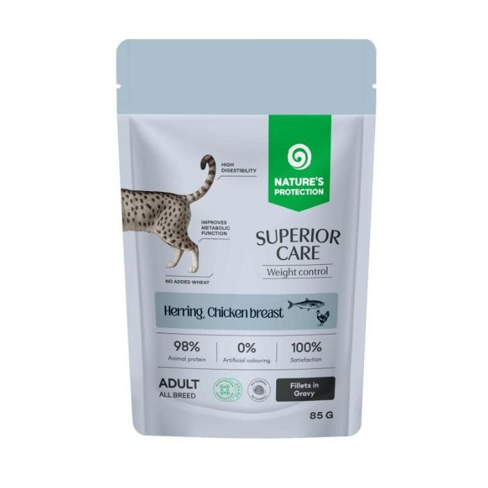 Nature's Protection Superior Care Weight Control Grain Free Adult Cats with Herring and Chicken Breast Вологий корм для котів для контролю ваги з Киев - изображение 1