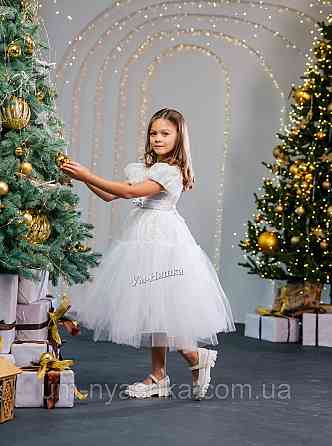 Святкова пишна біла сукня для дівчинки з глітером Кривий Ріг