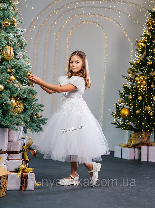 Святкова пишна біла сукня для дівчинки з глітером Кривий Ріг - фото 6