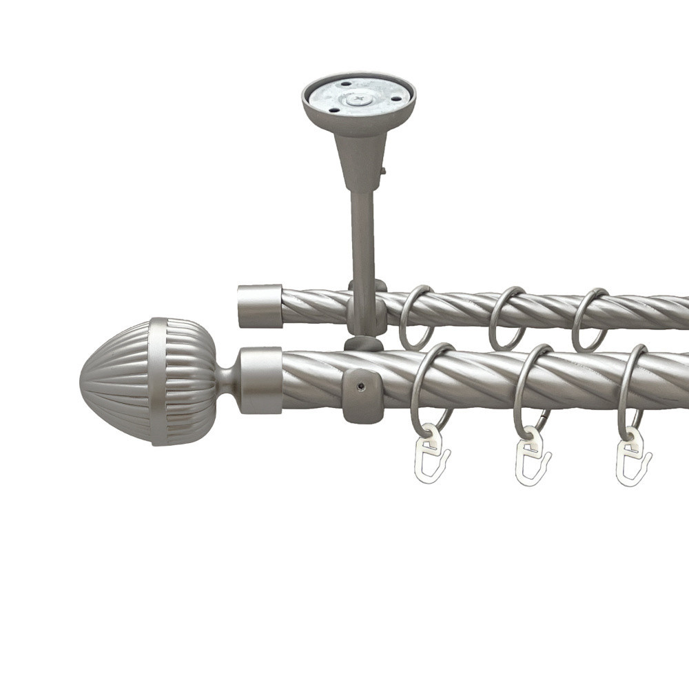 Карниз Orvit Одеон металевий дворядний відкритий до стелі скручена труба кільце металеве Сатин 25\16 мм 200 см Львов - изображение 1