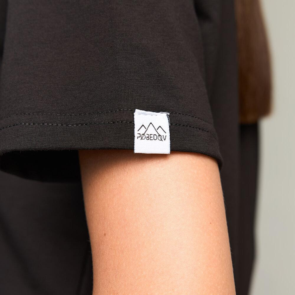 Черная базовая женская футболка Pobedov Freedom. Хлопковая женская футболка черная Киев - изображение 5