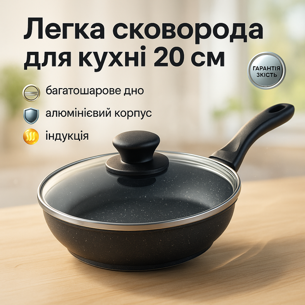 Сковорода с толстым дном UNIQUE UN-5162 20 см, Легкая сковорода для повседневного использования JP-93 Львов - изображение 15