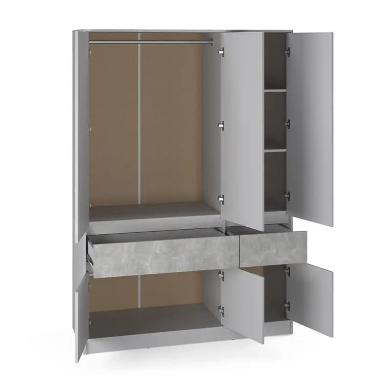 Шкаф распашный для одежды с выдвижными ящиками (полки - штанга) Эверест Стайл-1400 140х53х203 см Кашемир/Бетон (DTM-071164) Днепр - изображение 2