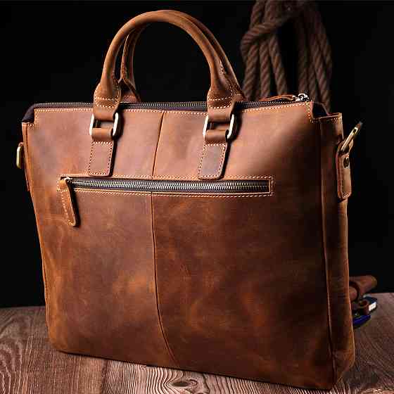 Стильний портфель у вінтажному стилі з натуральної шкіри Коричневий (Vintage) Київ
