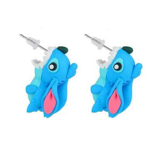 Сережки дитячі Стіч із полімерної глини 3 см блакитний Київ