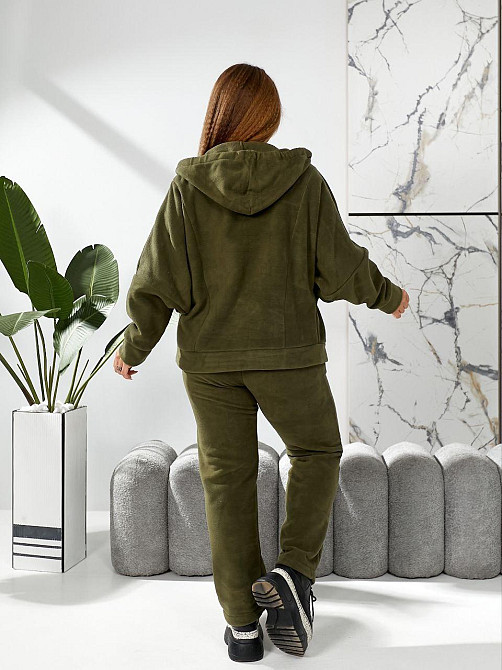 Жіночий теплий костюм-двійка: кофта та штани батал двосторонній фліс Полар Хакі, 54/56 Одеса - фото 7