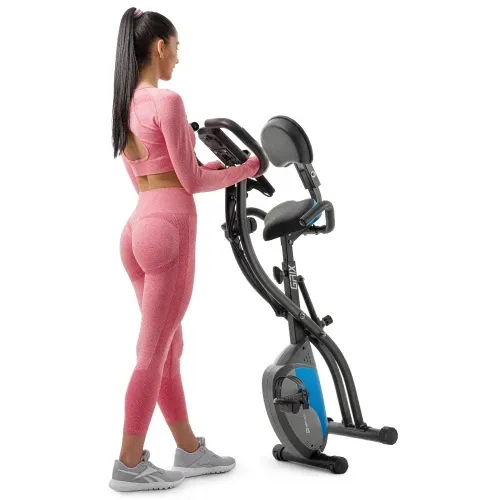 Велотренажер магнітний з еспандерами Hop-Sport X-Bike 3010x чорно-синій Київ - фото 4