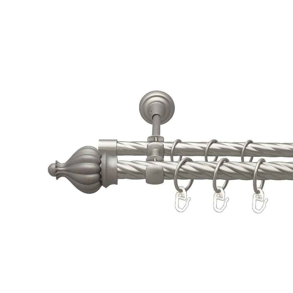 Карниз Orvit Таджа металевий дворядний відкритий скручена труба кільце металеве Сатин 19\16 мм 300 см (00-00023141) Львів - фото 1