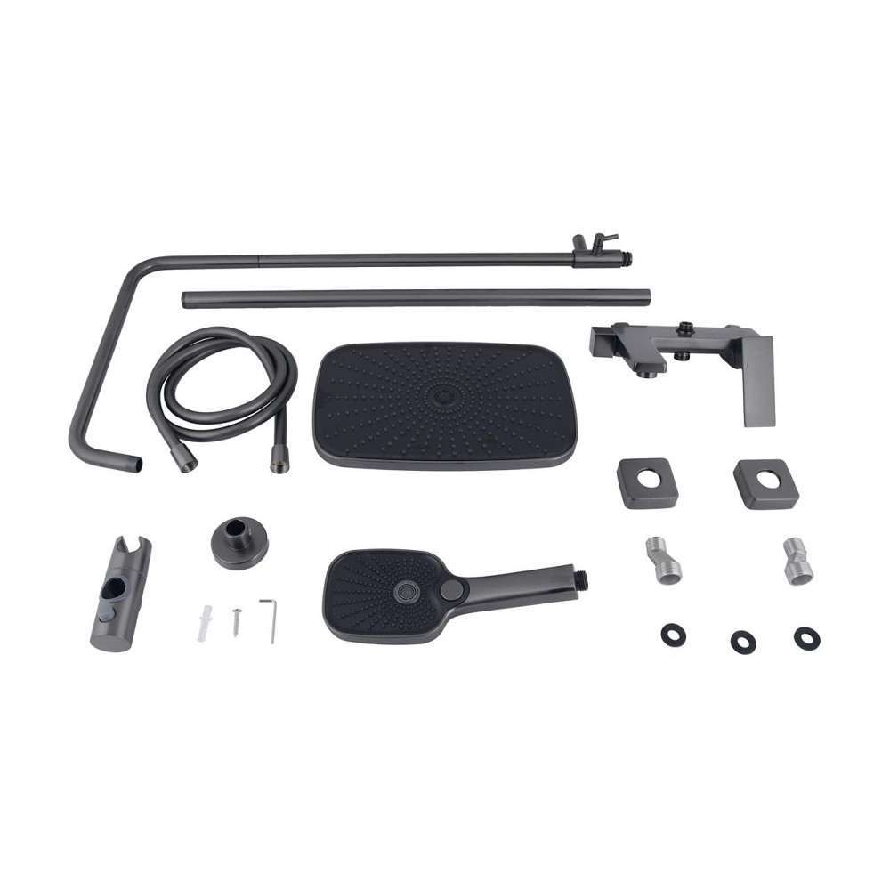 Душевая система универсальная Qtap Gemini на три потребителя (с изливом) QTGEM111GMB45688 Gunmetal Black PVD Киев - изображение 8