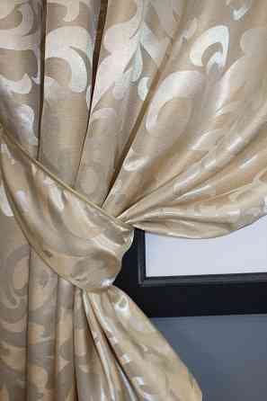 Комплект коротких штор VR-Textil жакард Вензель №416ш 130х170 см 2 шт Бежевий (35-0041) Київ