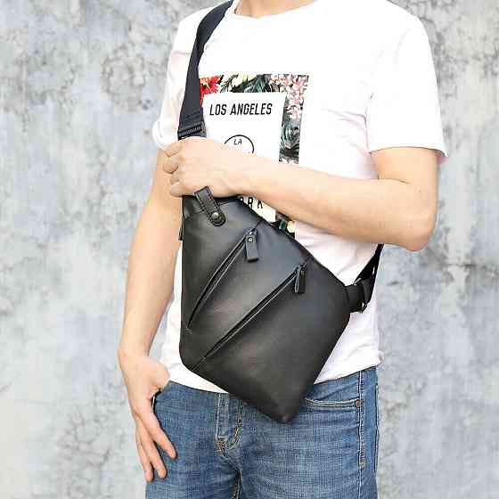 Практичная сумка через плечо кожаная 14997 Vintage Черная Киев