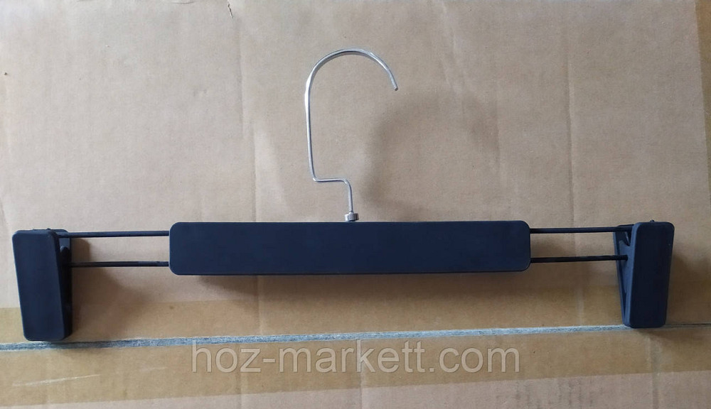 Плічка вішалки (тремпеля) брючні Оксамит з прищіпками чорні 35 см 5 шт в уп Харків - фото 1