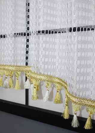 Кухонная арка VR-Textil № 000к сетка с бахромой белый с золотистым 270х150 см (51-196) Киев