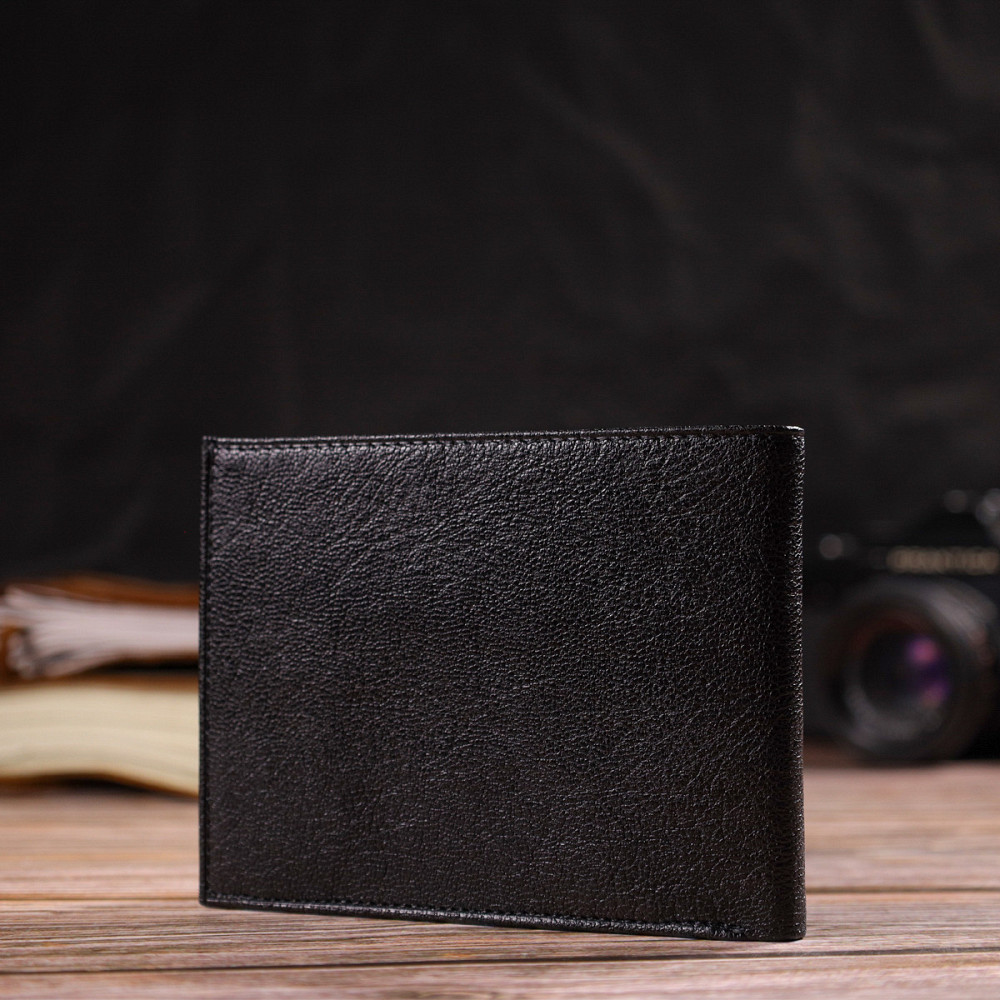 Бумажник для мужчин без застежки из натуральной кожи CANPELLINI 21764 Черный Киев - изображение 9