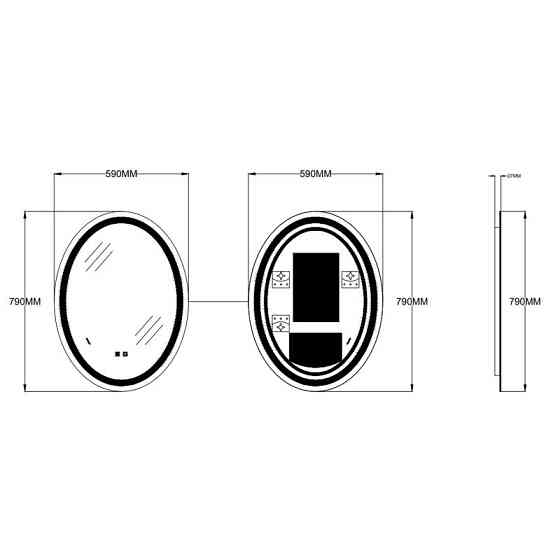 Дзеркало Zerix Fusion MV01-60x80-REVERSE з LED Touch, Anti-fog, димером, регулятором яскравості (ZX6068) ( 15951 ) Харків