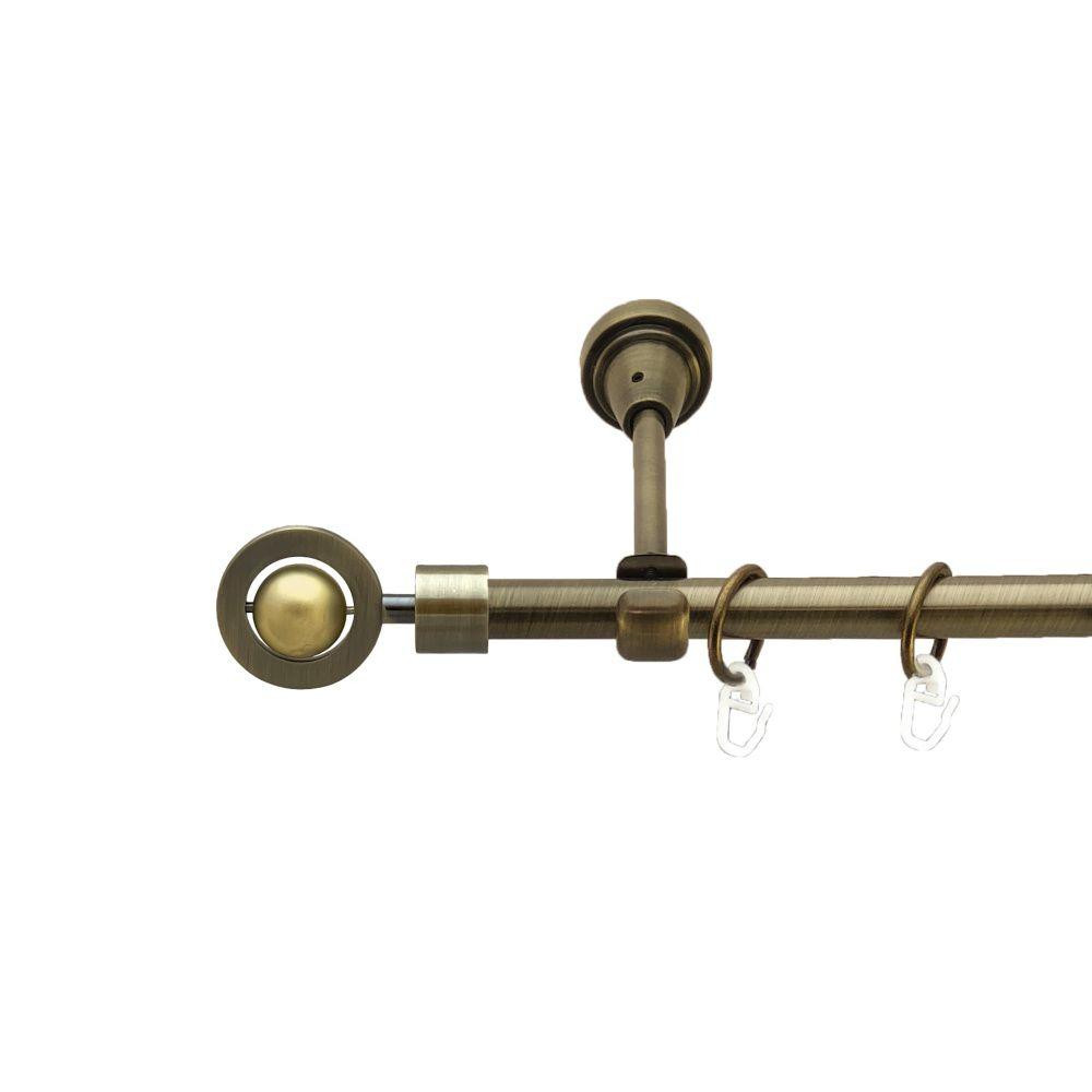 Карниз Orvit Пополо Комбінований металевий однорядний відкритий гладка труба кільце металеве Антик 16 мм 160 см (00-00017007) Львів - фото 1