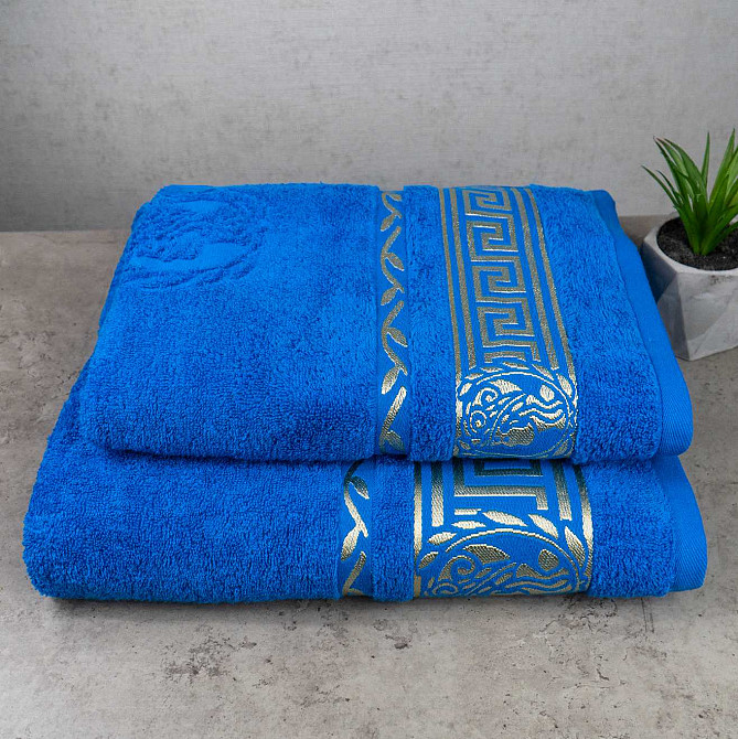 Набор полотенец для сауны 2шт GM Textile 50х90см, 70х140см Caesar 450г/м2 (Голубой) Сумы - изображение 1