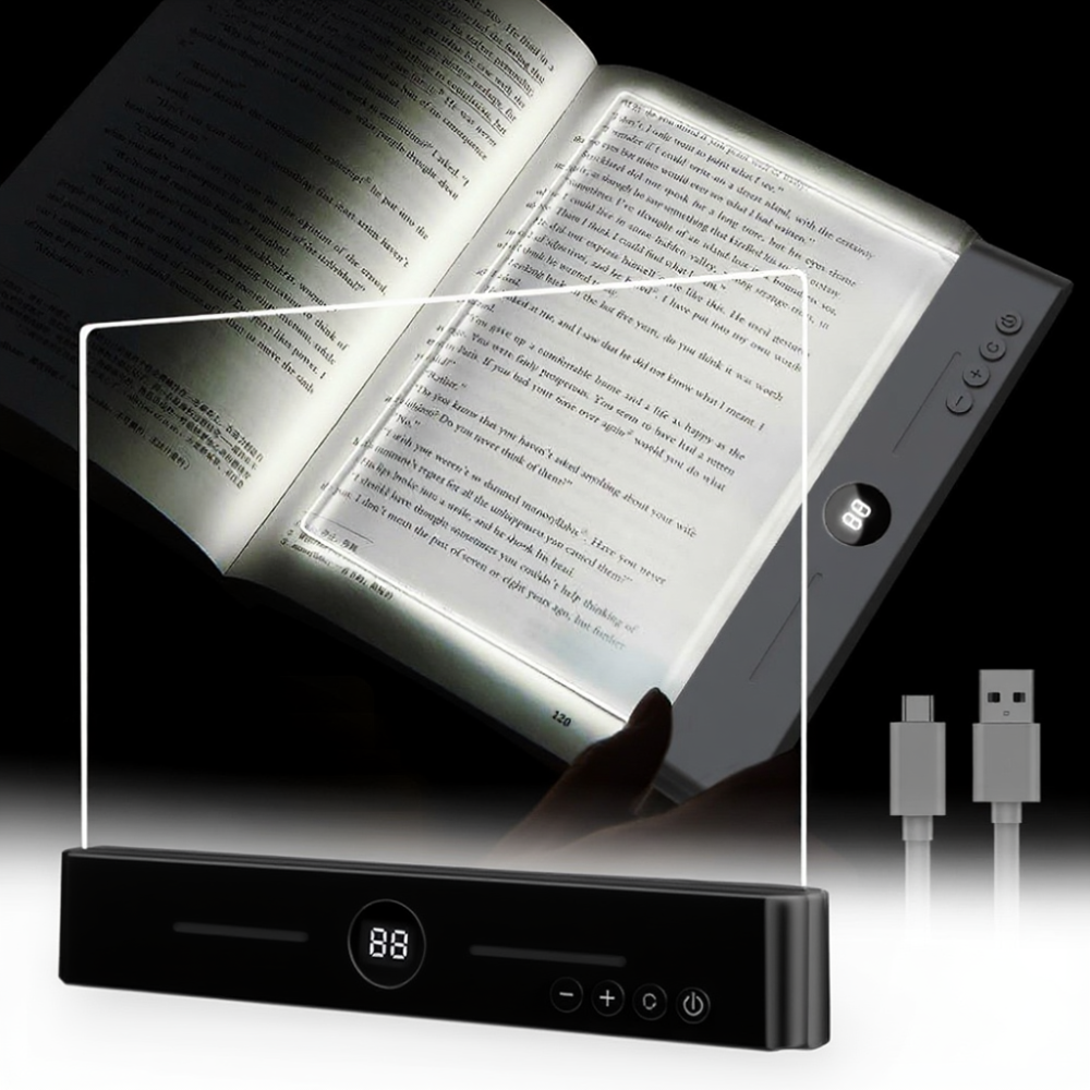 Лампа-нічник для читання книг світлова панель світильник для сторінок, світлодіодний з регулюванням яскравості, таймером, чорна Кам'янець-Подільський - фото 1